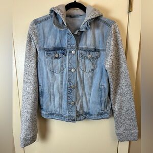 Aeropostale Denim and Gray Hooded Jacket
